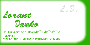 lorant damko business card